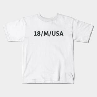 18/M/USA Kids T-Shirt